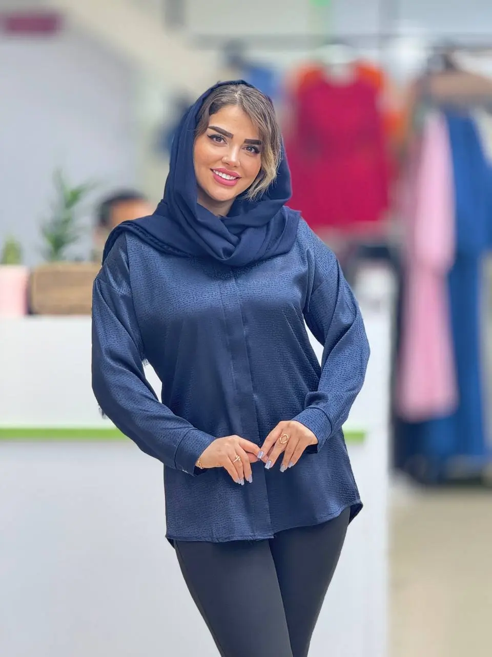 شومیز ساتن ژاکارد طرحدار اجری